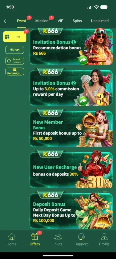 K666 bonuses