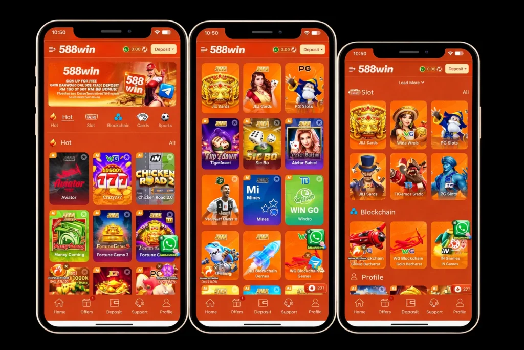 588 Win Game internal interface and jackpot winning games