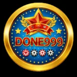 Done999 Game logo with golden star badge, poker chips, and premium casino style branding design.