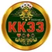 KK33 Game APK logo with green and gold design featuring playing card suits