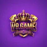 V9 Game gold crown logo with playing cards on purple background, High Returns Lucky Games