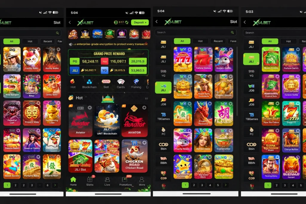 X44.BET casino home with PG slots, Aviator, JILI, WG, JDB games and grand prize reward