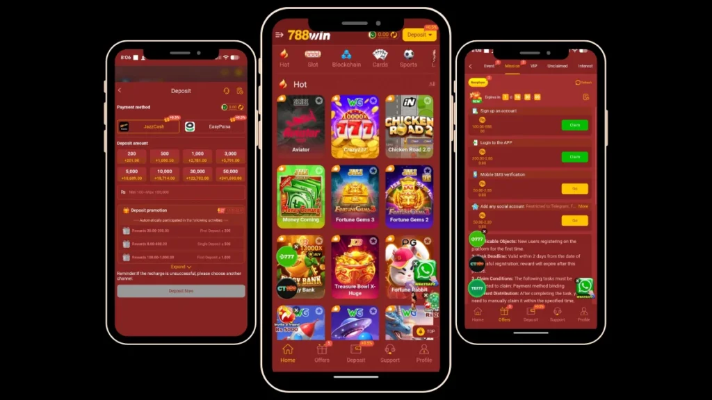 internal interface, deposite section and promotion center of game