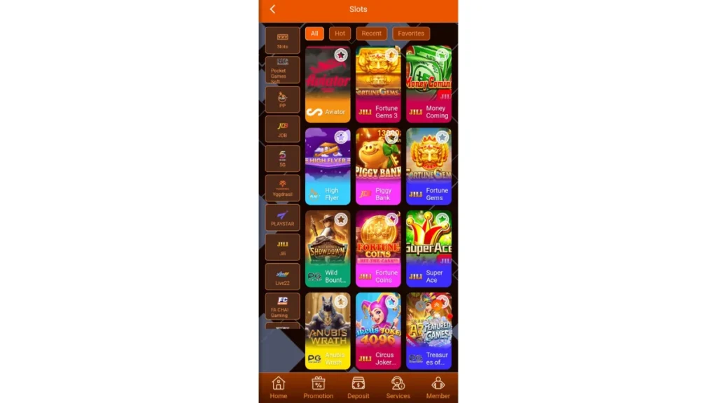 Bet888 Game App internal interface of section